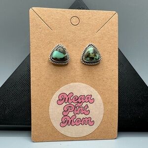 Turquoise Sterling Silver 925 Triangle 🔺 Studs Handmade Earrings